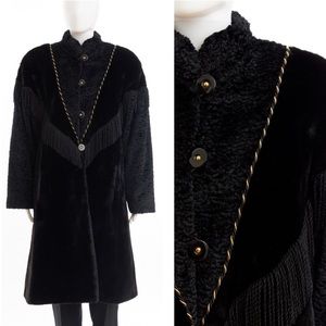 80’s faux fur coat with fringes and gold detail
